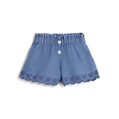 Girls Medium Blue Printed Shorts